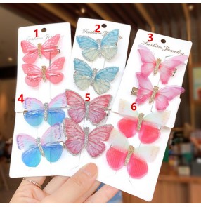 Girls stage performance butterful hair clip  hairpin anime fairy drama cosplay hair accessories one pair