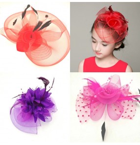 Girls stage performance fashion headdress pillbox hat singers host evening party model show cosplay hair accessories