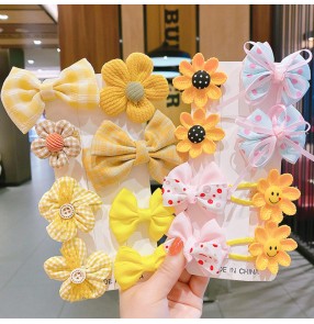 Girls sun flower bow headdress Child hairpin little girl hanfu fairy flowers barrette Hair clip baby clip cute princess flower head hair accessories