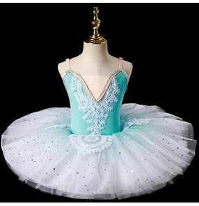 Girls toddlers Aqua pink yellow purple tutu skirt ballet leotard dance dresses for baby little swan lake ballerina performance dance costume for children