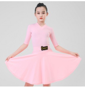 Girls violet green pink Latin dance Dresses professional competition latin ballroom dance costumes girls Grade Examination Regulations stage Performance Costume