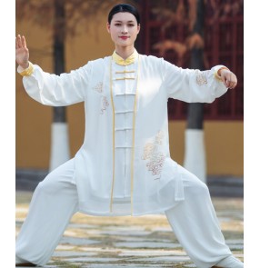 gold Xiangyun Tai Chi clothing for women and men new wushu performance competition suit three-piece kungfu practice outfits for male