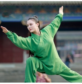 Women Tai Chi Outfits Top+pants Martial Arts Kung Fu Yoga Uniform