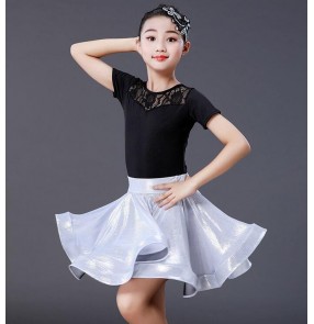 Grils children competition latin dance dresses stage performance modern dance salsa rumba chacha dance tops and skirts