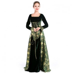  Halloween Costumes European Medieval Robe Europe folk dance Costumes European American drama cosplay dresses Stage retro Performance Costumes