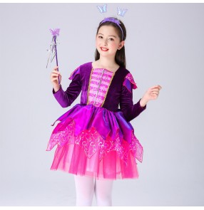 Halloween fairy cosplay costume for girls princess dress butterfly elf wings performance costume long-sleeved flower fairy costume