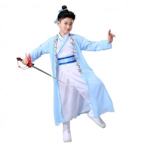 Hanfu boy kids children stage performance traditional chinese folk dance costumes kids children warror robes dresses