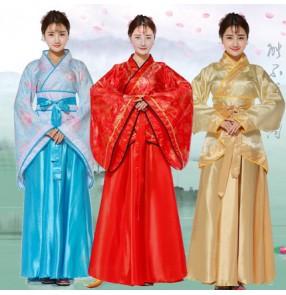 Hanfu Chinese folk dance dresses for women red gold traditional fairy Japanese drama kimono cosplay robes costumes