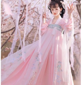 Hanfu for female Chinese Traditional Folk costumes light pink film drama cosplay fairy empress photos shooting dress oriental Han Tang ancient classical dance clothes for women