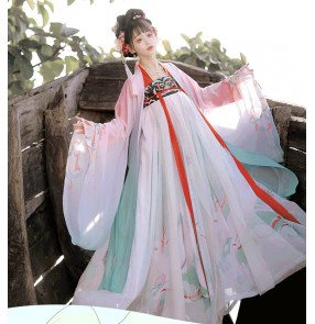 Hanfu for women female Chinese style ancient traditional han tang ming dynasty clothing for women fairy empress cosplay costume full chest skirt