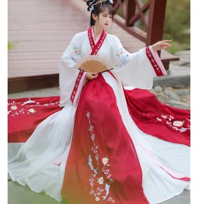 Hanfu For women Han Tang Ming qing Dynstay chinese traditional clothing  express fairy cosplay dressesfemale Jin-made cross-collar waist ru skirt photos shooting cotumes