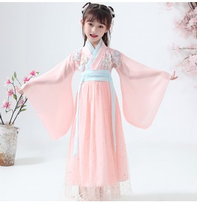 Hanfu girls pink Fairy dresses child Chinese style Ancient costume fairy princess photos shooting dresses ancient style skirt Sakura Princess