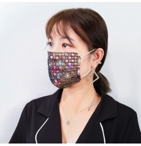Hollow bling face masks for women stage performance nightclub masquerade party face masks bar belly dance jewelry for female 