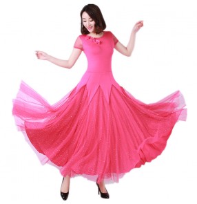 hot pink Modern ballroom dancing dress for women girls waltz tango dance dress costumes