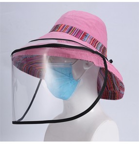  isolation anti-spray saliva Fisherman's cap with clear face shield dustproof sunscreen hat for women