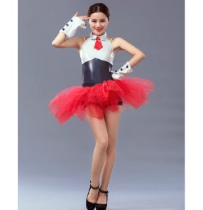 Adult girls black and red long tutu skirt ballet dance dress vestdios 