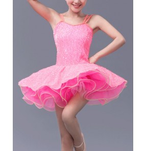 Adult women sequined ballet dance dress green fuchsia