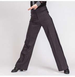 Black striped colored mens mans male men's competition professional side hip ribbon latin samba waltz tango jive ballroom dance pants trousers