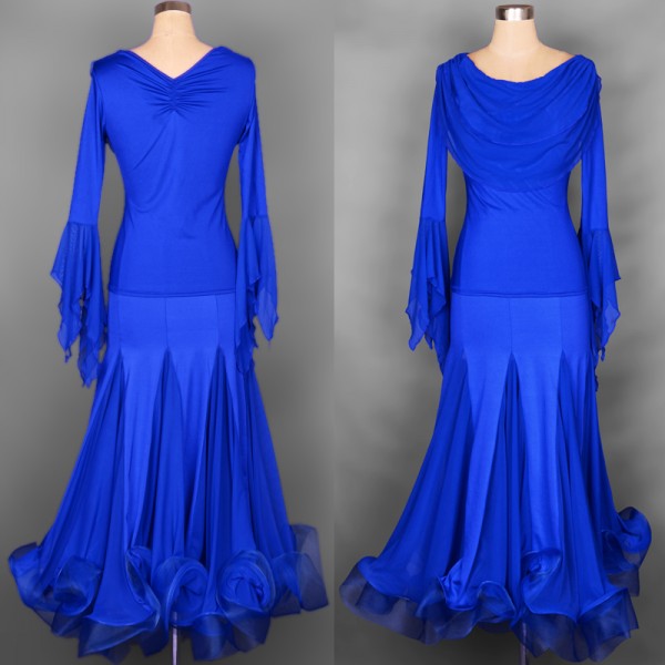 Blue V-neck Modern dance skirt