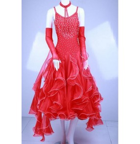 Custom size Women's diamond luxury competition exercise waltz tango ballroom dance dress