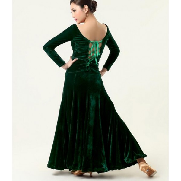 Dark green Wine red royal blue violet Women's velvet long sleeves