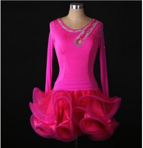 Diamond fuchsia black red latin Dance Dress