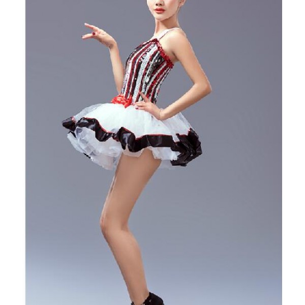 Girls Adult Women S Colorful Striped Tutu Skirt Leotard Ballet Dance Dress