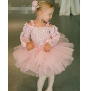 Girls baby kids long sleeves winter ballet dance dress skating dress