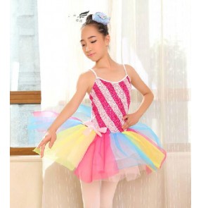 Girls children colorful patchwork tutu ballet dance dress