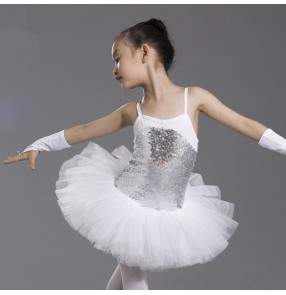 Girls children kids  paillette patchwork leotard skirt tutu ballet dance dress costume 