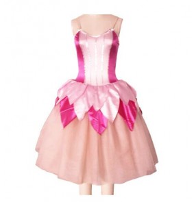 Girls children pink and fuchsia patchwork tutu skirt long ballet dance dress