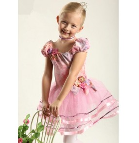 Girls children pink tutu skirt ballet dancing dress