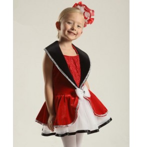 Girls children red and black tutu skirt leotard ballet dance dress
