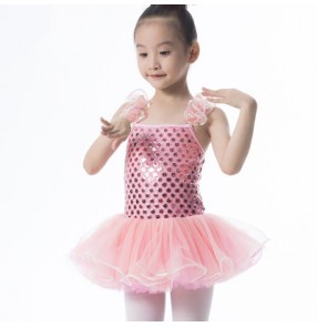 Girls children sequined pink tutu skirt ballet dance dress