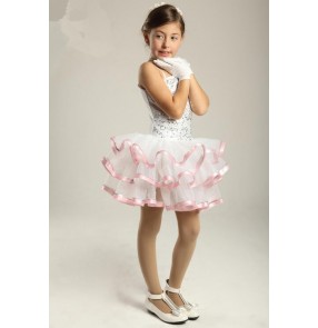 Girls children silver sequined tutu skirt ballet dancing dress