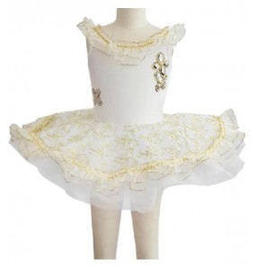 Girls children white tutu skirt bellet dance dress
