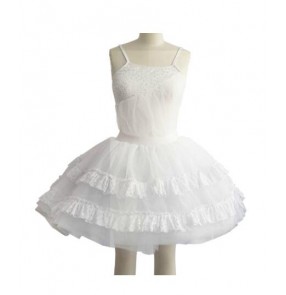 Girls children white tutu skirt sequined ballet dance dress vestdios 