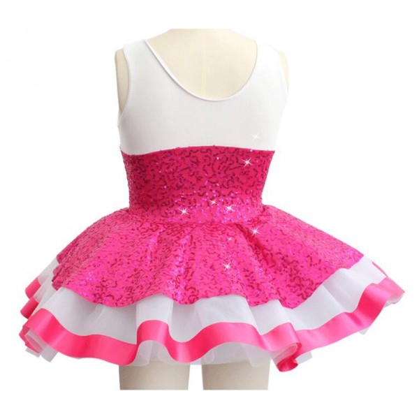 Ballet Dance Wear : Girls fuchsia and white patchwork tutu skirt ballet ...