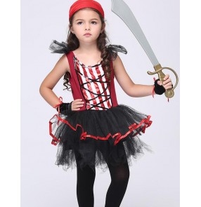 Girls kids child children baby black red patchwork cos play modern dance stage performance jazz dance costumes dance wear dresses