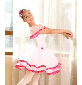Girls kids children tutu fuchsia striped  skirt ballet dance dress