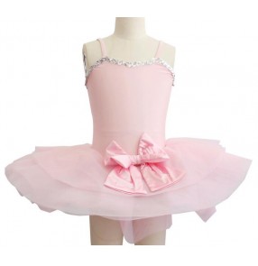 Girls kids pink ballet dance dress leotard skirt 