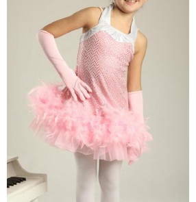 Girls white leotard skirt ballet dance dress