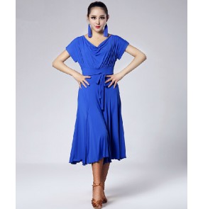 High quality women's short sleeves ballroom dancing dress black red
