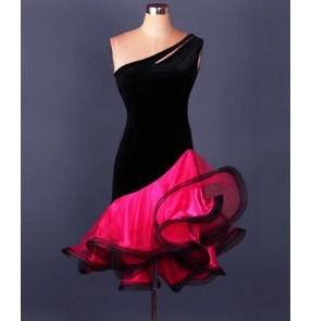 Inclined shoulder strap latin dance dress