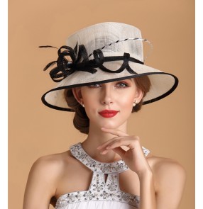 Kentucky Derby Hat Sunhat Sinamay Church Hat White Black