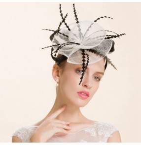 Lady's sinamay  ivory fascinators wedding party pillbox hat