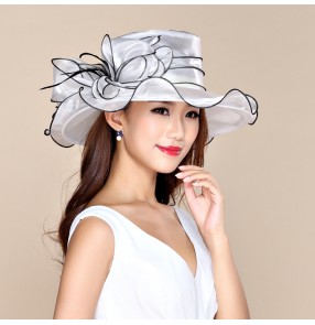 Large brim dress organza Hats Church hats,Melbourne cup,wedding kentucky derby hat white