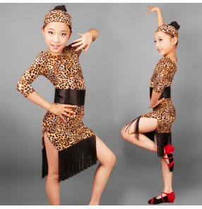Latin Dance Leopard Kids Skirt Ballet Skirt
