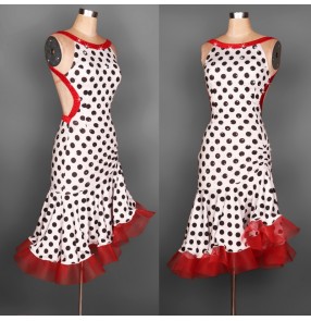 Latin salsa tango Cha cha Ballroom Dance Dress Dots Diamond Paste Dress