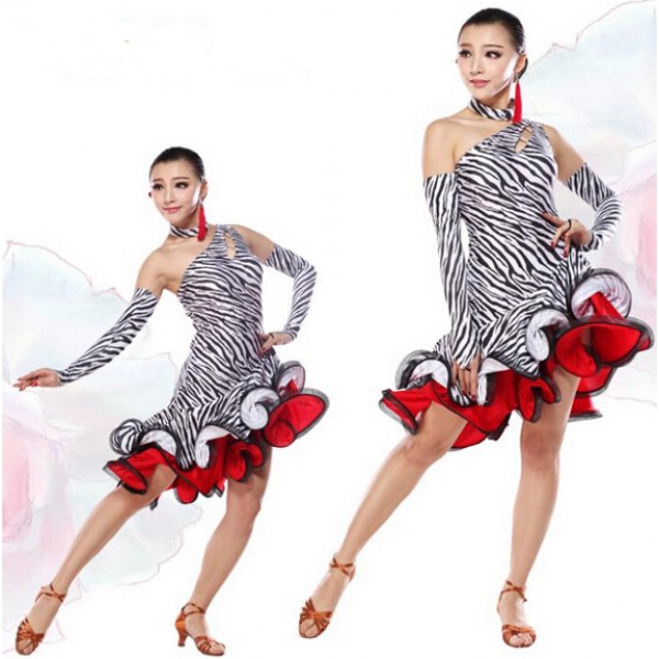 Leopard Latin Dance Dress Women Competition Ballroom Dance Dress